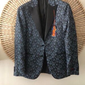 Men’s tuxedo jacket 36R slim fit black blue print